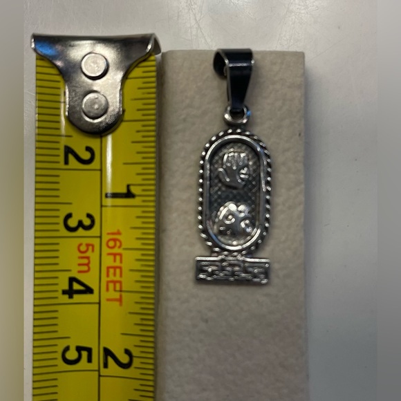 Vintage Oro Maya Mayan Cartouche Pendant Hieroglyphic Letters MC Silver 9.25 - Picture 6 of 7